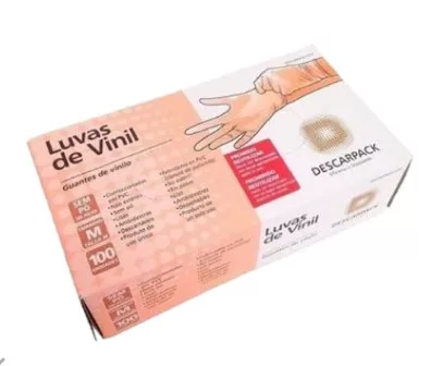 LUVA VINIL S/TALCO TAM.M C/100 DESCARPACK
