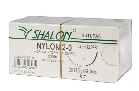 NYLON PRETO 2-0 45CM 3/8 C/AG.4,0 CT SHALON N520CTI40