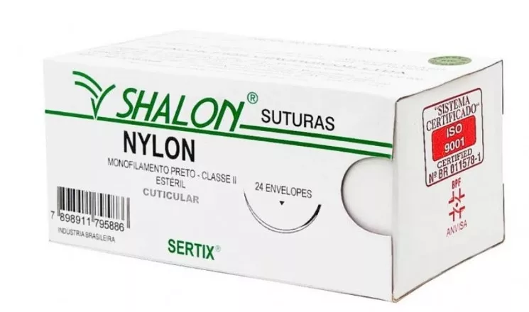 NYLON PRETO 5-0 45CM 1/2 C/AG.2,5 CL SHALON N550MT25