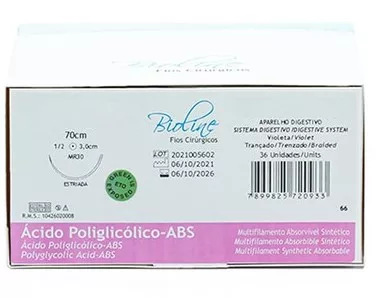POLIGLACTINA 0 90CM 1/2 C/AG.4,8 - BIOLINE PGLA0MR48ER