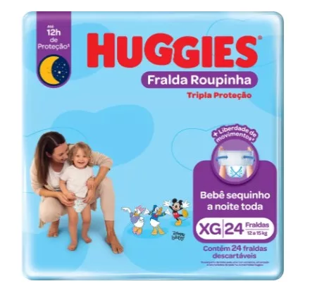 FRALDA INFANTIL TAM. XG TRIPLA PROT C/24 ROUPINHA HUGGIES