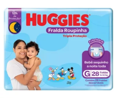 FRALDA INFANTIL TAM. G TRIPLA PROT C/28 ROUPINHA HUGGIES