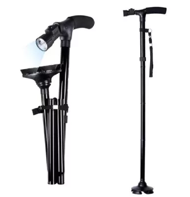 BENGALA 4 PONTAS DOBRAVEL C/ LANTERNA - SUPERMEDY