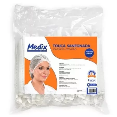 TOUCA SANF C/ ELAST BRANCO C/100 MEDIX
