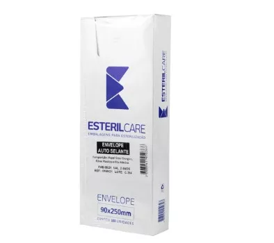 ENVELOPE AUTO SELANTE 90MM X 250MM C/100 ESTERILCARE DUOTEC
