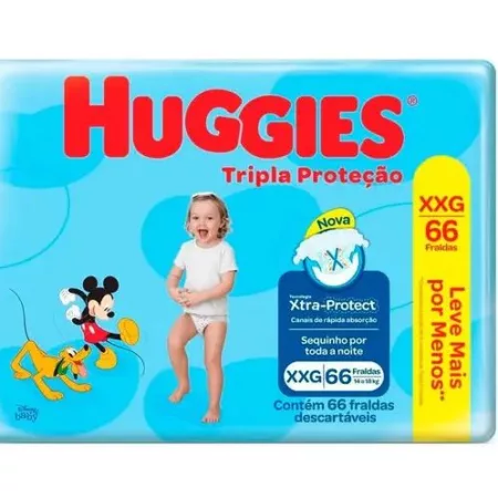 FRALDA INFANTIL TAM. XXG TRIPLA PROT C/66 HUGGIES
