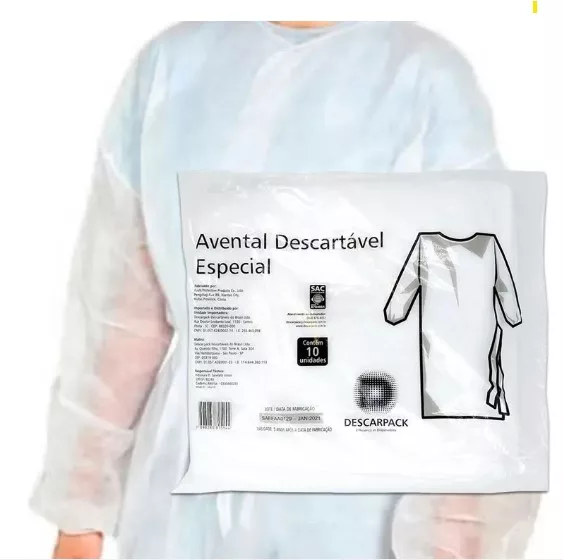 AVENTAL M.LONGA C/ELAS 20G BRANCO C/10 DESCARPACK ESPECIAL