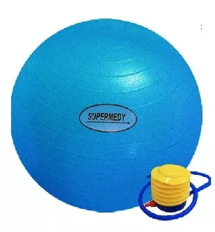 BOLA FISIO 65CM AZUL C/ BOMBA - SUPERMEDY