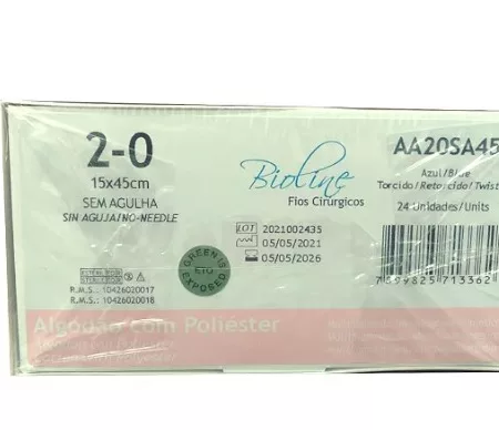 FIO ALGODAO 2-0  S/AG 15X45CM - BIOLINE AA20SA45