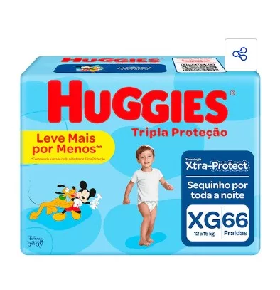 FRALDA INFANTIL TAM. XG TRIPLA PROT C/66 HUGGIES