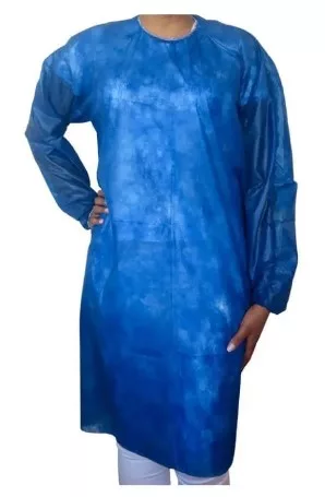 AVENTAL M.LONGA C/ELAS 30G PESADO AZUL E C/10 DEJAMARO