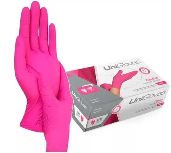 LUVA LATEX C/PO TAM G C/100 ROSA UNIGLOVES
