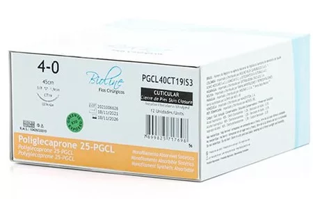 FIO POLIGLECAPRONE 25 4-0 3/8 C/AG 1,9 CT BIOLINE PGCL40CT19IEAP