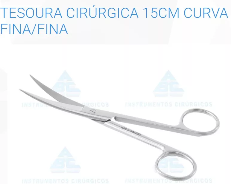 TESOURA CIRURGICA 15CM CURVA F/F ABC 312