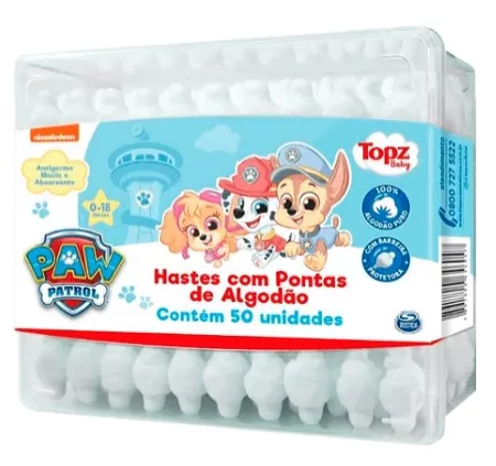 COTONETE HASTES FLEX BABY 50UN POTE PATRULHA CANINA - TOPZ