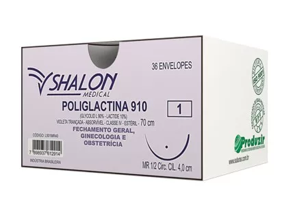 POLIGLACTINA 1-0 75CM 1/2 C/AG.4 CL - SHALON L501MR40