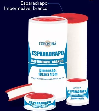 ESPARADRAPO 10CM X 4,5M BRANCO IMPERMEAVEL - COPERTINA
