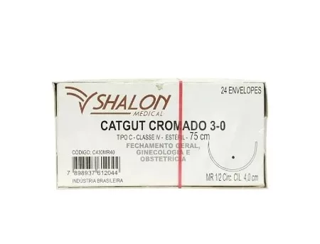 CATGUT CROM 3-0 1/2 C/AG.4,0 CL - SHALON
