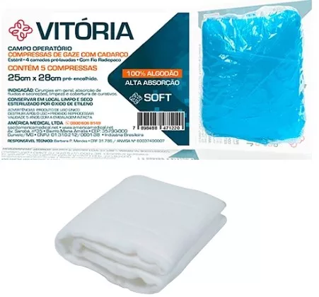 COMPRESSA CIRURGICA CAMPO OPERAT 25X28 RX C/5 17G VITORIA - AMED B67