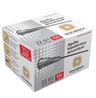 AGULHA HIPOD. 25 X 0,70 (22G X 1 1/4) C/100 - DESCARPACK