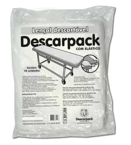 LENCOL TNT C/ELASTICO 200X90CM C/10 BRANCO LEVE DESCARPACK