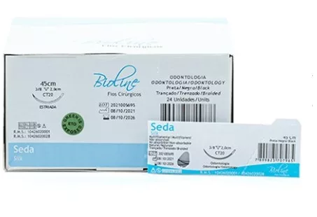 SEDA PRETA TRANC 5-0 45CM 3/8 C/AG.2,0 CT BIOLINE SD50CT20S3