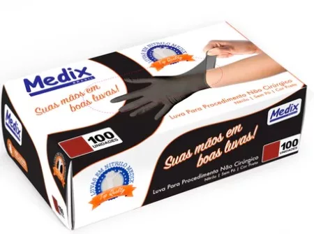 LUVA NITRILICA S/ PO TAM. G PRETA C/100 - MEDIX