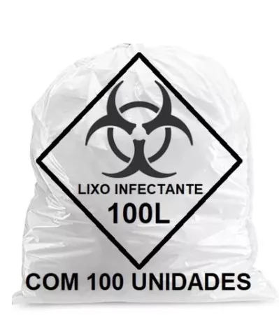 SACO LIXO INFECTANTE HOSP 100L C/100 BRANCO - P.JUREMA (750 X 1050) ST