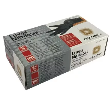 LUVA NITRILICA S/ PO TAM. P PRETA C/100 DESCARPACK