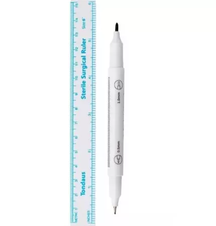 CANETA MARCACAO CIRURG.PONTA DUPLA C/REGUA ESTERIL - HQ