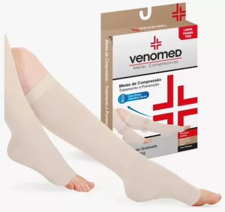 MEIA COMPRESSÃO 3/4 PANTU 20 A 30MMHG ABERTO GG BEGE VENOMED