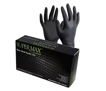 LUVA NITRILICA S/ PO TAM. P PRETA C/100 SUPERMAX