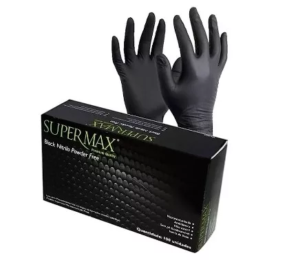 LUVA NITRILICA S/ PO TAM. M PRETA C/100 SUPERMAX