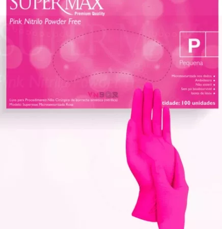 LUVA NITRILICA S/ PO TAM. P ROSA C/100 SUPERMAX