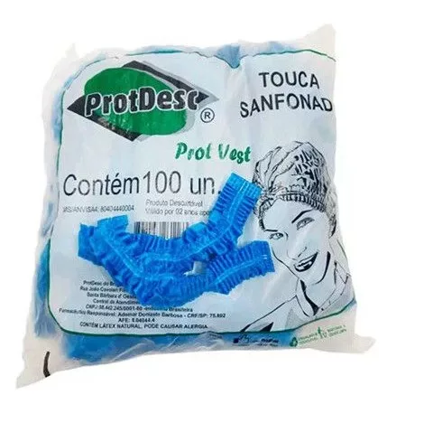 TOUCA SANF C/ ELAST AZUL ESC C/100 PROTDESC