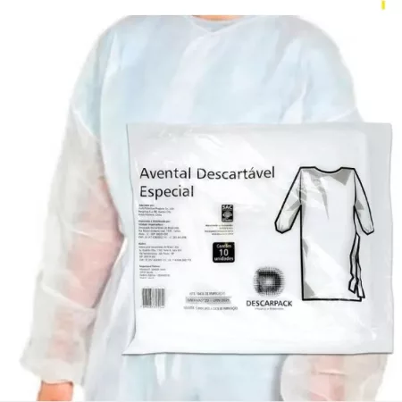 AVENTAL M.LONGA C/ELAS 20G BRANCO C/10 DESCARPACK ESPECIAL