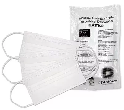MASCARA CIR TRIPLA C/ELAST PCT/50 BRANCO DESCARPACK
