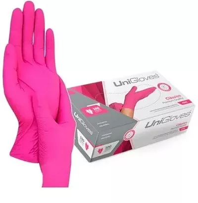 LUVA LATEX C/PO TAM P C/100 ROSA UNIGLOVES