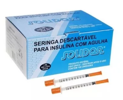 SERINGA 01ML INSUL C/AG. 13X0,30 C/100 - SOLIDOR