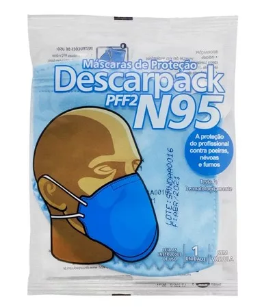 MASCARA RESPIRADOR AZUL PFF2 S/ VALVULA - DESCARPACK