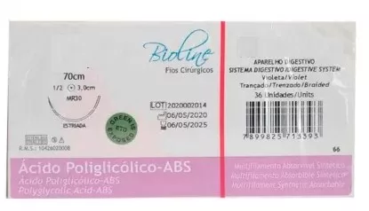 AC.POLIGLICOL. 3-0 1/2 C/AG 2,6 CL - BIOLINE ABS30MR26G