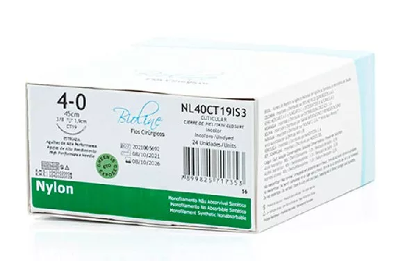 NYLON INCOLOR 4-0 45CM 3/8 C/AG.1,9 CT BIOLINE NL40CT19IAP