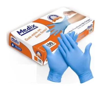 LUVA NITRILICA S/ PO TAM. M AZUL C/100 - MEDIX