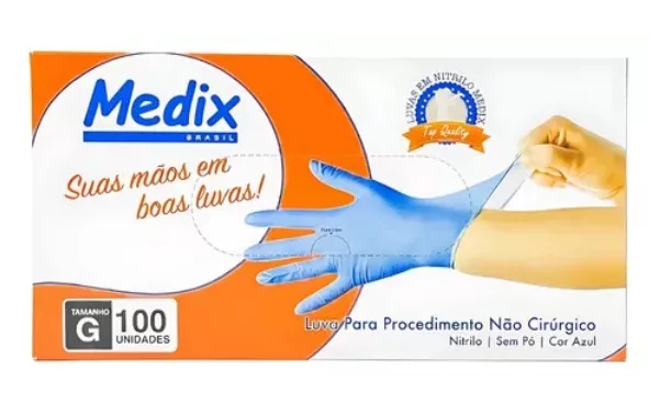 LUVA NITRILICA S/ PO TAM. P AZUL C/100 - MEDIX