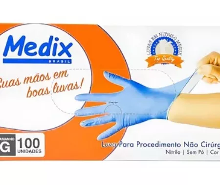 LUVA NITRILICA S/ PO TAM. P AZUL C/100 - MEDIX
