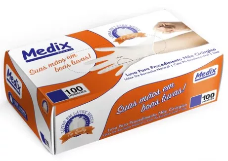 LUVA LATEX C/PO TAM M C/100 - MEDIX
