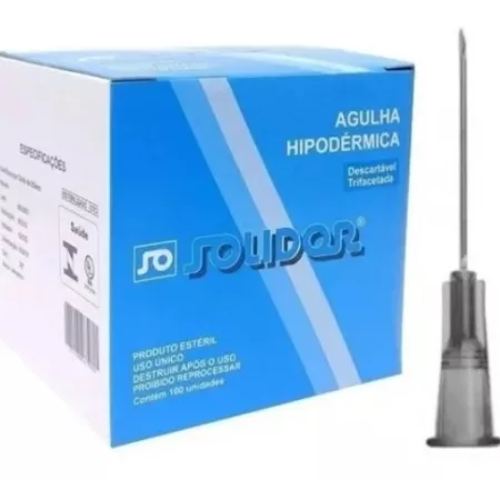 AGULHA HIPOD. 25 X 0,70 (22G X 1 1/4) C/100 - SOLIDOR