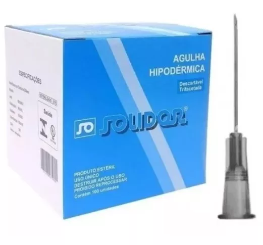 AGULHA HIPOD. 25 X 0,70 (22G X 1 1/4) C/100 - SOLIDOR