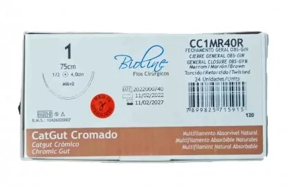 CATGUT CROM 1-0 1/2 C/AG.4,0 CL - BIOLINE CC1MR40R