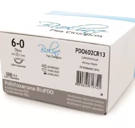 POLIDIOXANONA 6-0 3/8 C/2AG1,3 CIL BIOLINE PDO602CR13